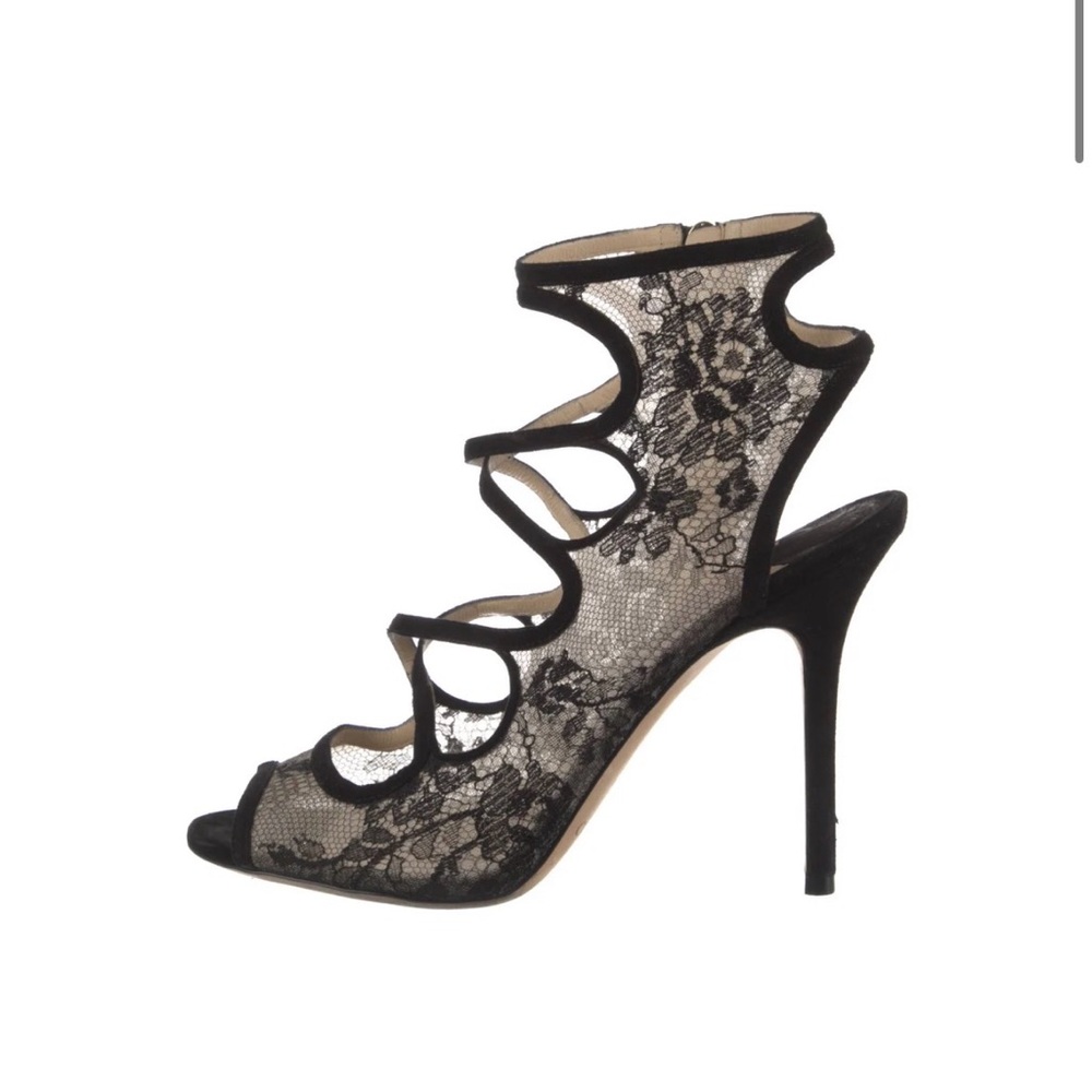 Jimmy Choo Black Lace Cutout Heels